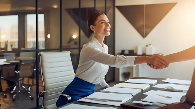 Business professionals collaborating in a modern office